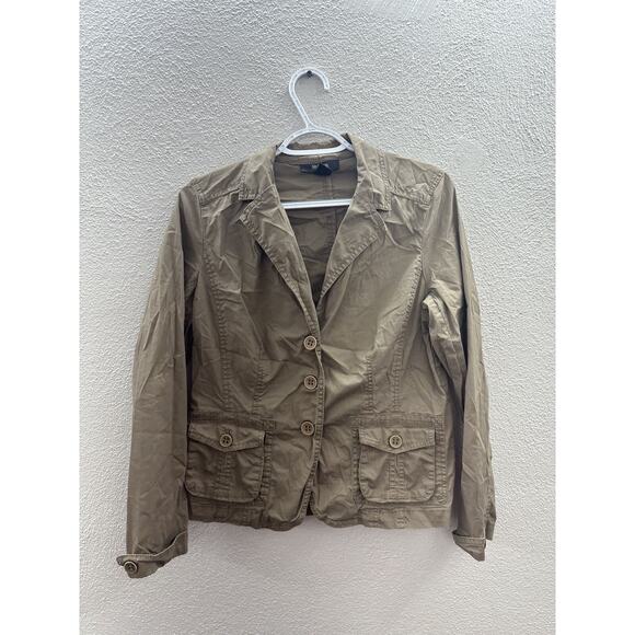 Womens Style & Co Jacket Size Petite Medium Brown Button Up Light Weight - Picture 1 of 10